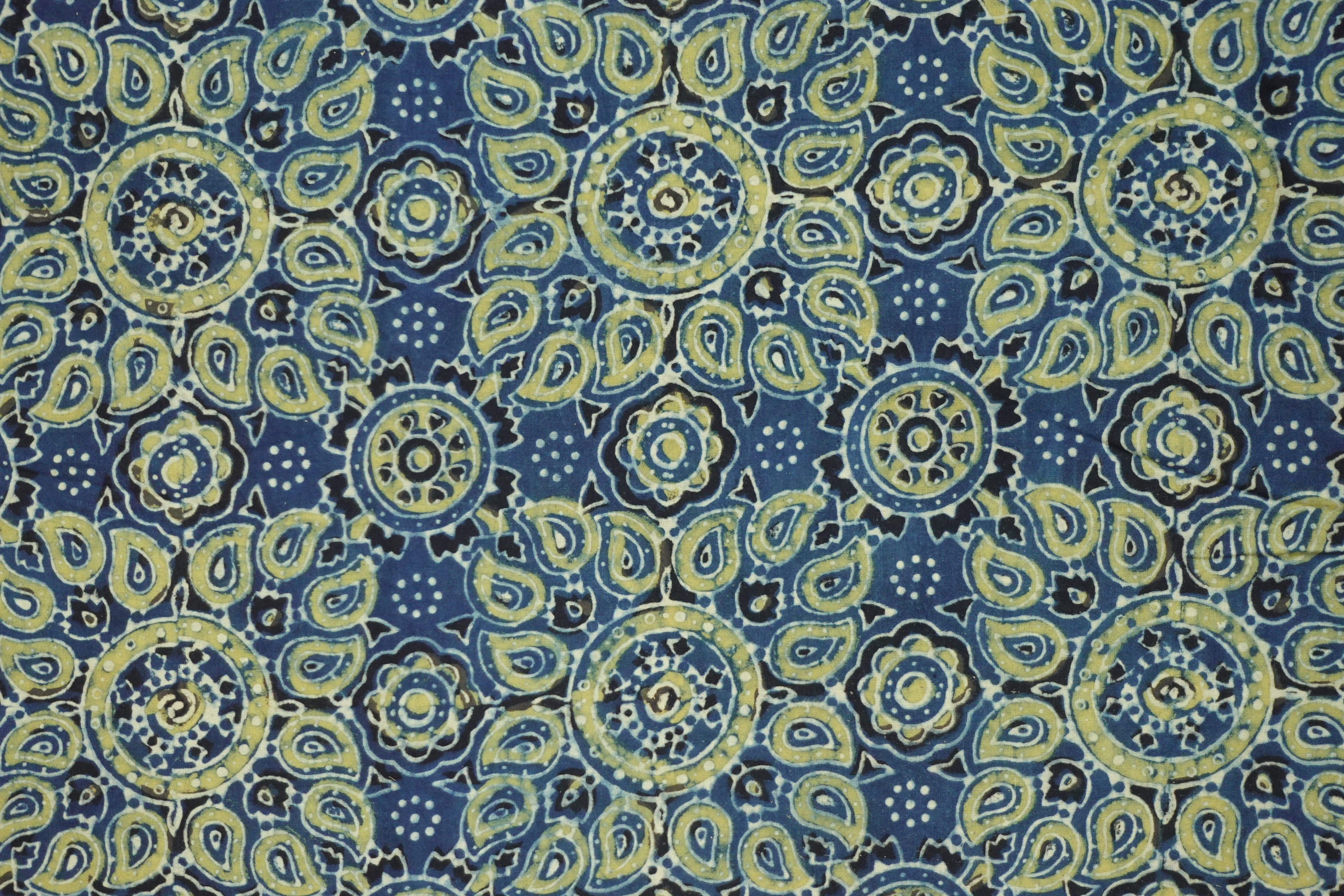 Paisley Floral Pattern Ajrak Natural Dyed Cotton Kurta Material | KA257