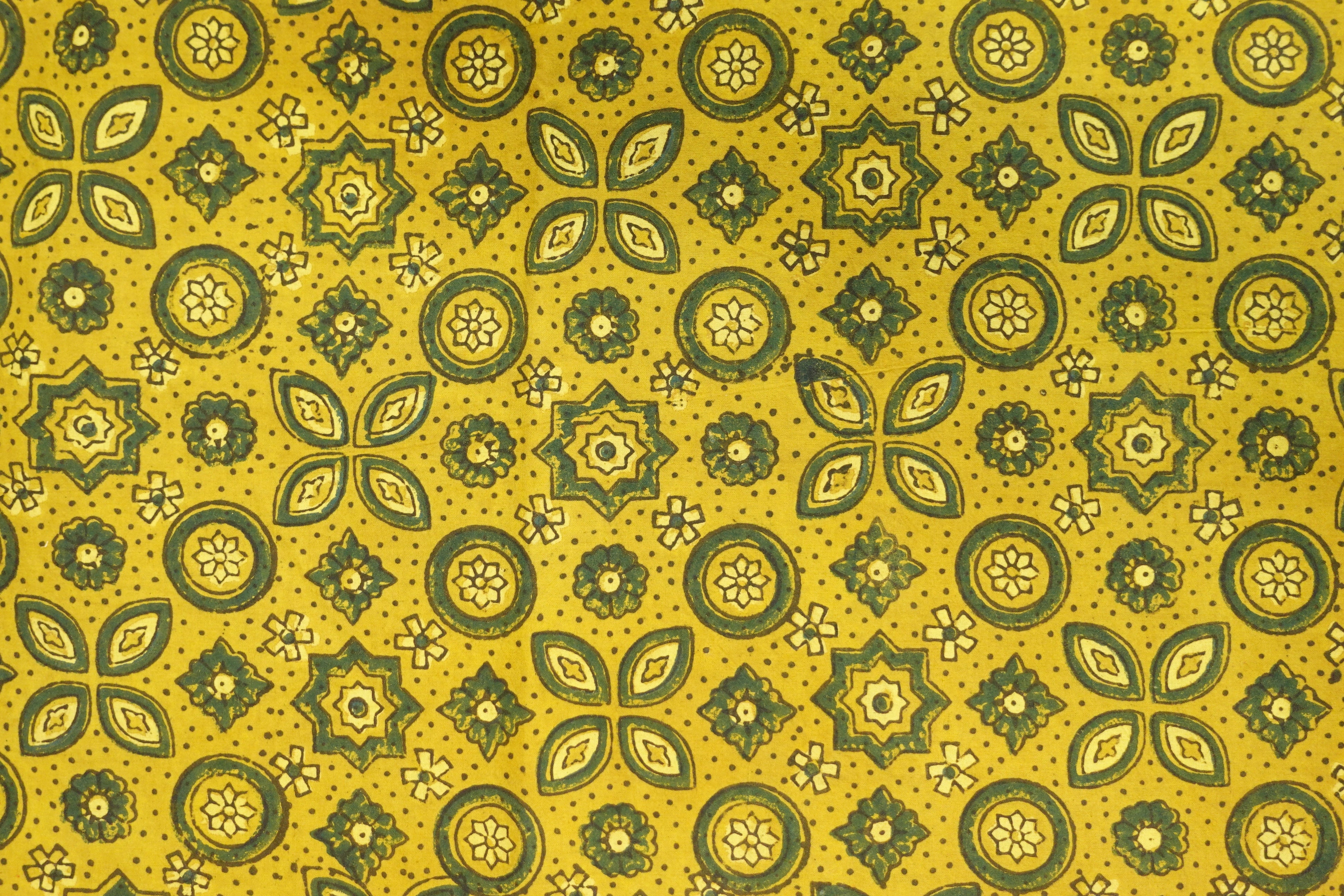 Geometric Floral Ajrak Block Printed Cotton Kurta Material | KA260