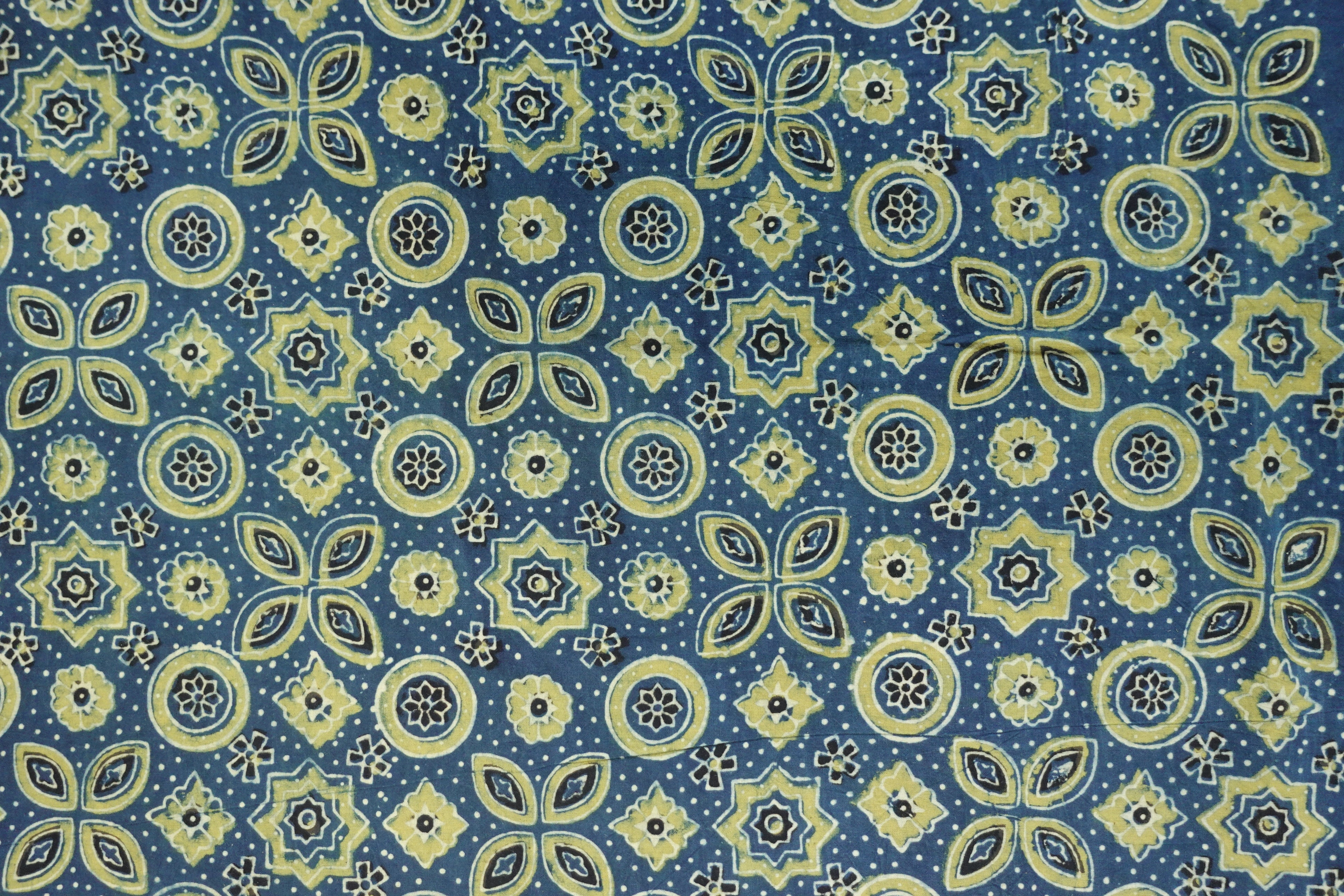 Geometric Floral Ajrak Block Printed Cotton Kurta Material | KA260