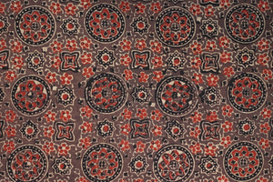 Floral Pattern Hand Block Ajrak Natural Dyed Cotton Kurta Material | KA258