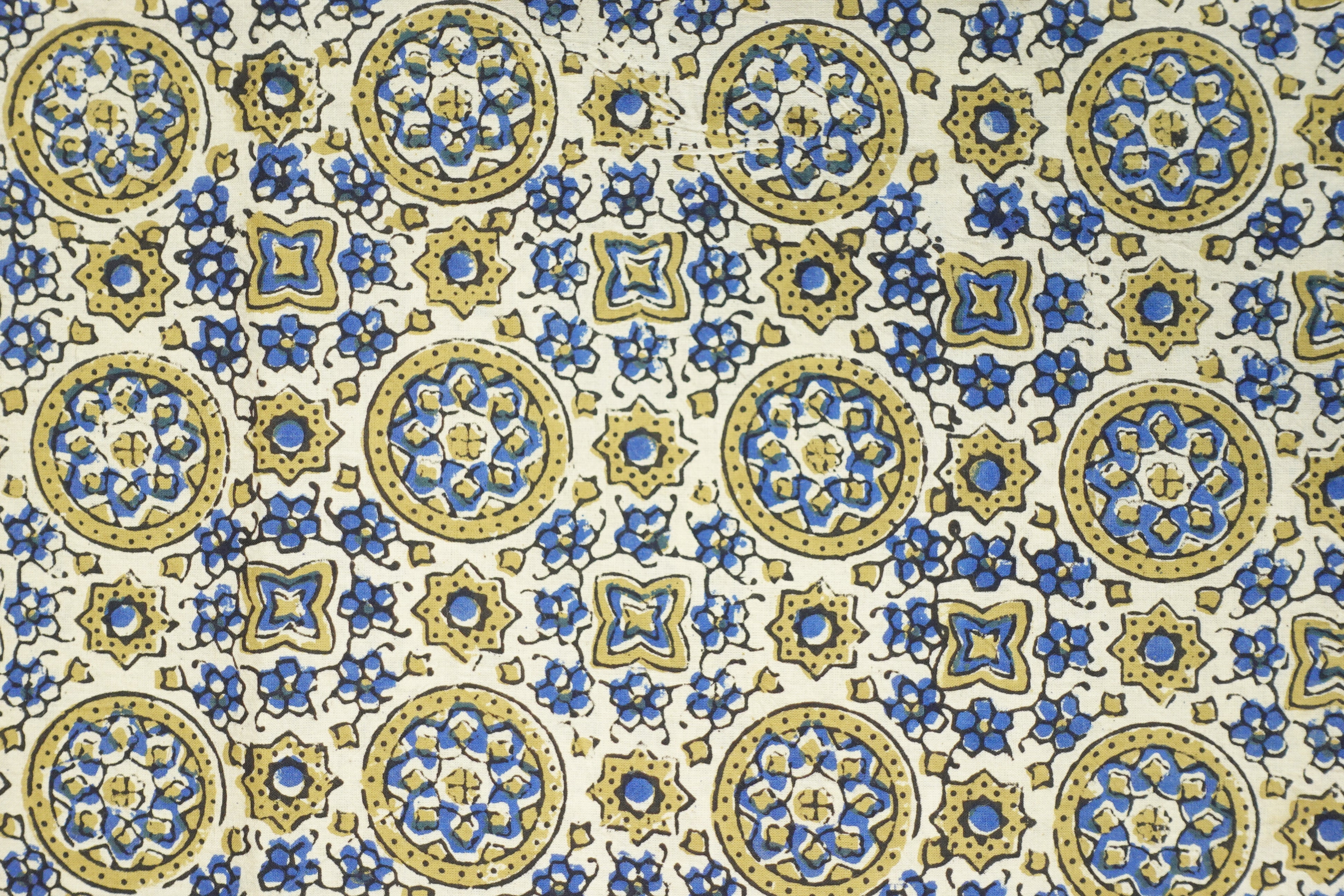 Floral Pattern Hand Block Ajrak Natural Dyed Cotton Kurta Material | KA258