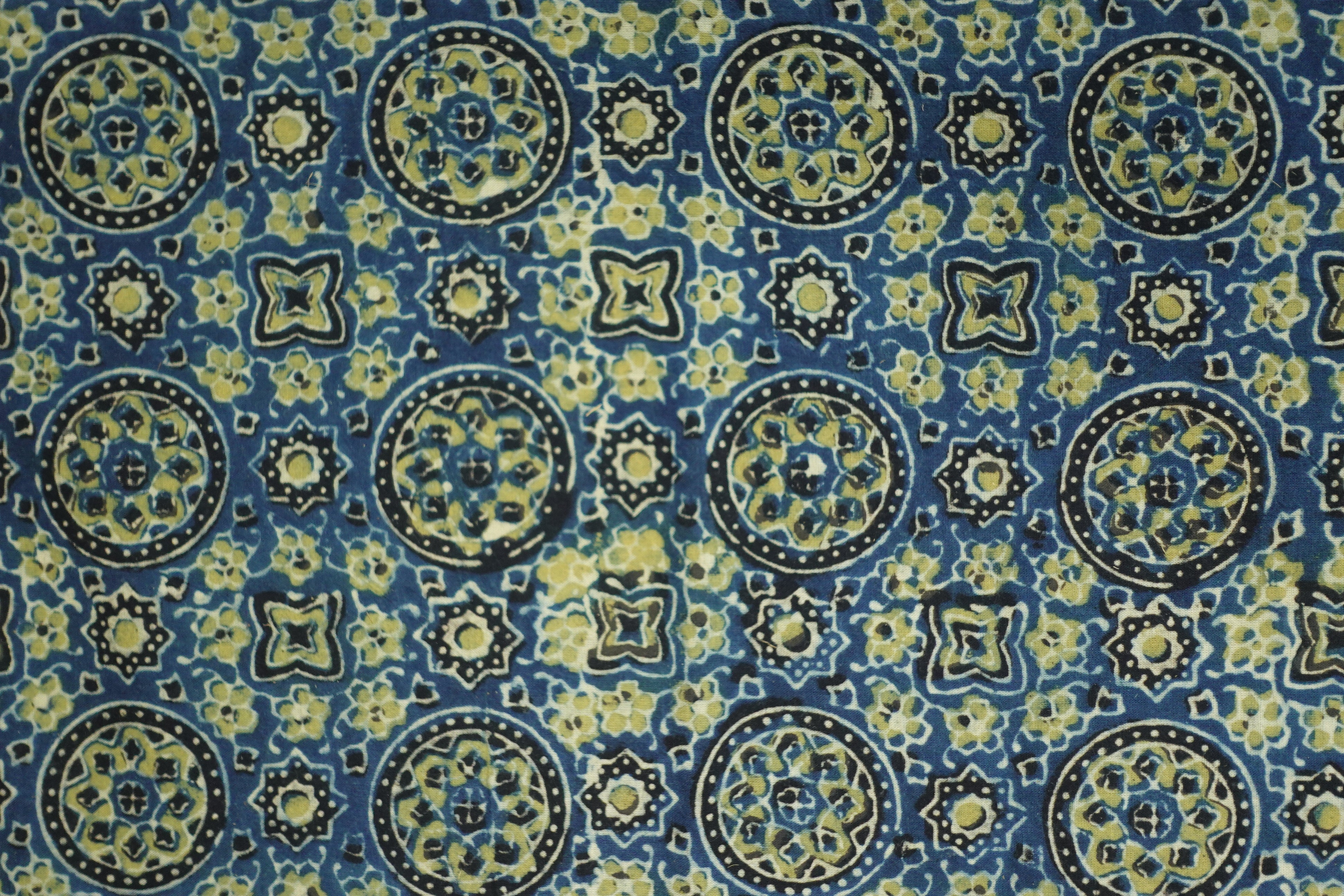 Floral Pattern Hand Block Ajrak Natural Dyed Cotton Kurta Material | KA258