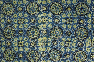 Floral Pattern Hand Block Ajrak Natural Dyed Cotton Kurta Material | KA258