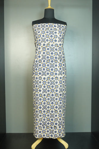 Geometric Floral Ajrak Block Printed Cotton Kurta Material | KA260