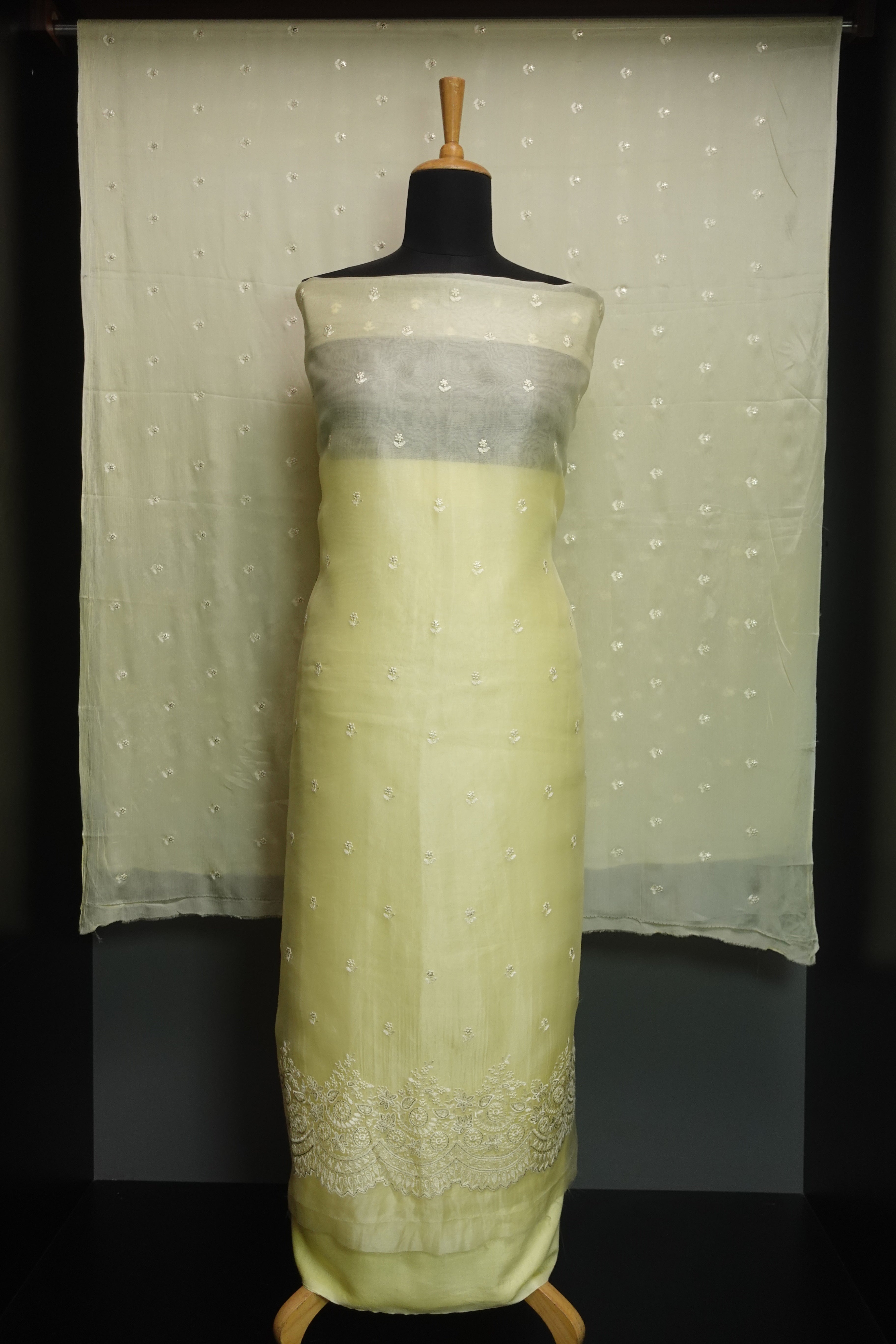 Floral Embroidered Design Tussar Silk Organza Salwar Set | SBS919