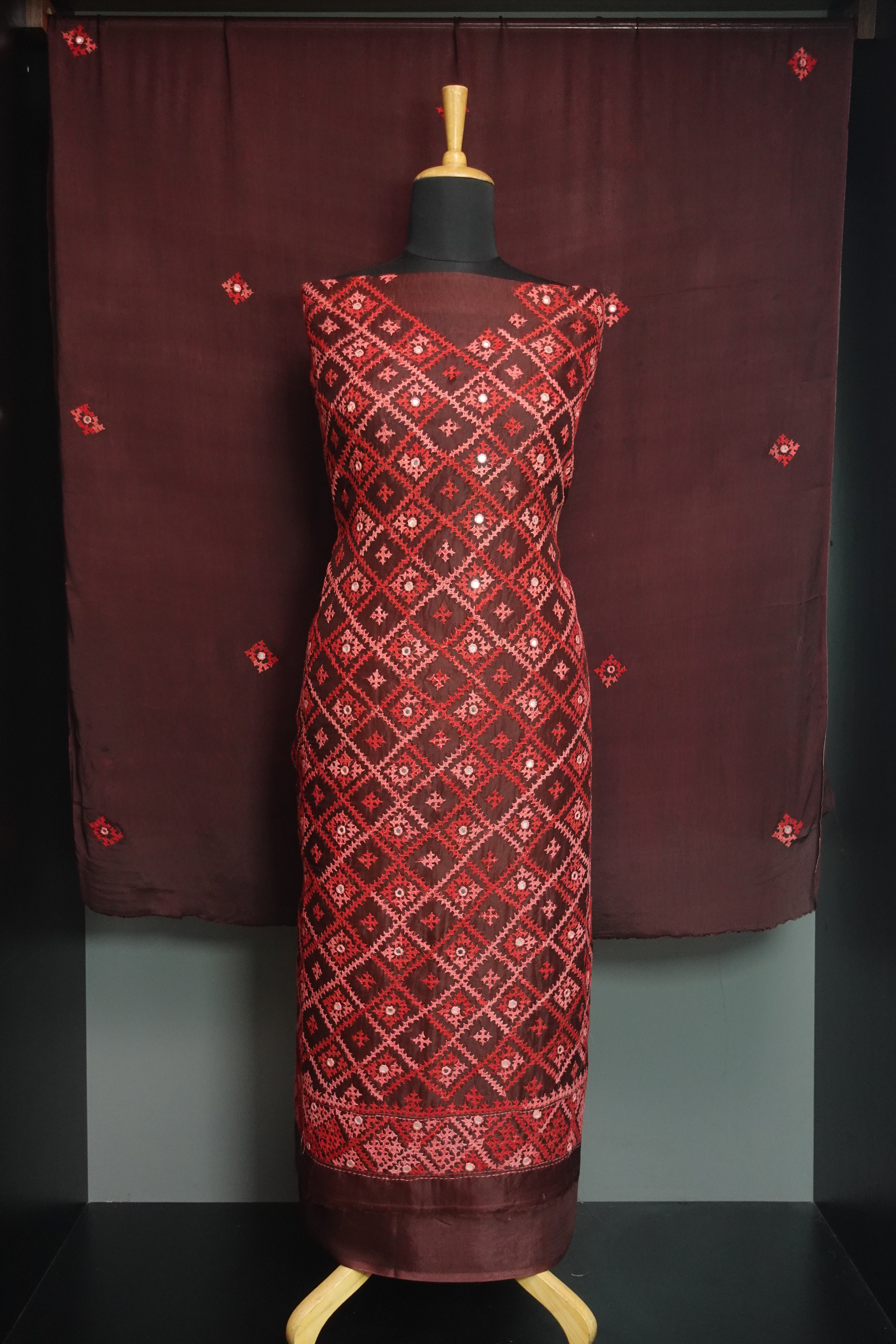 Kutch Work Embroidery Tussar Organza Salwar Set | SBS907