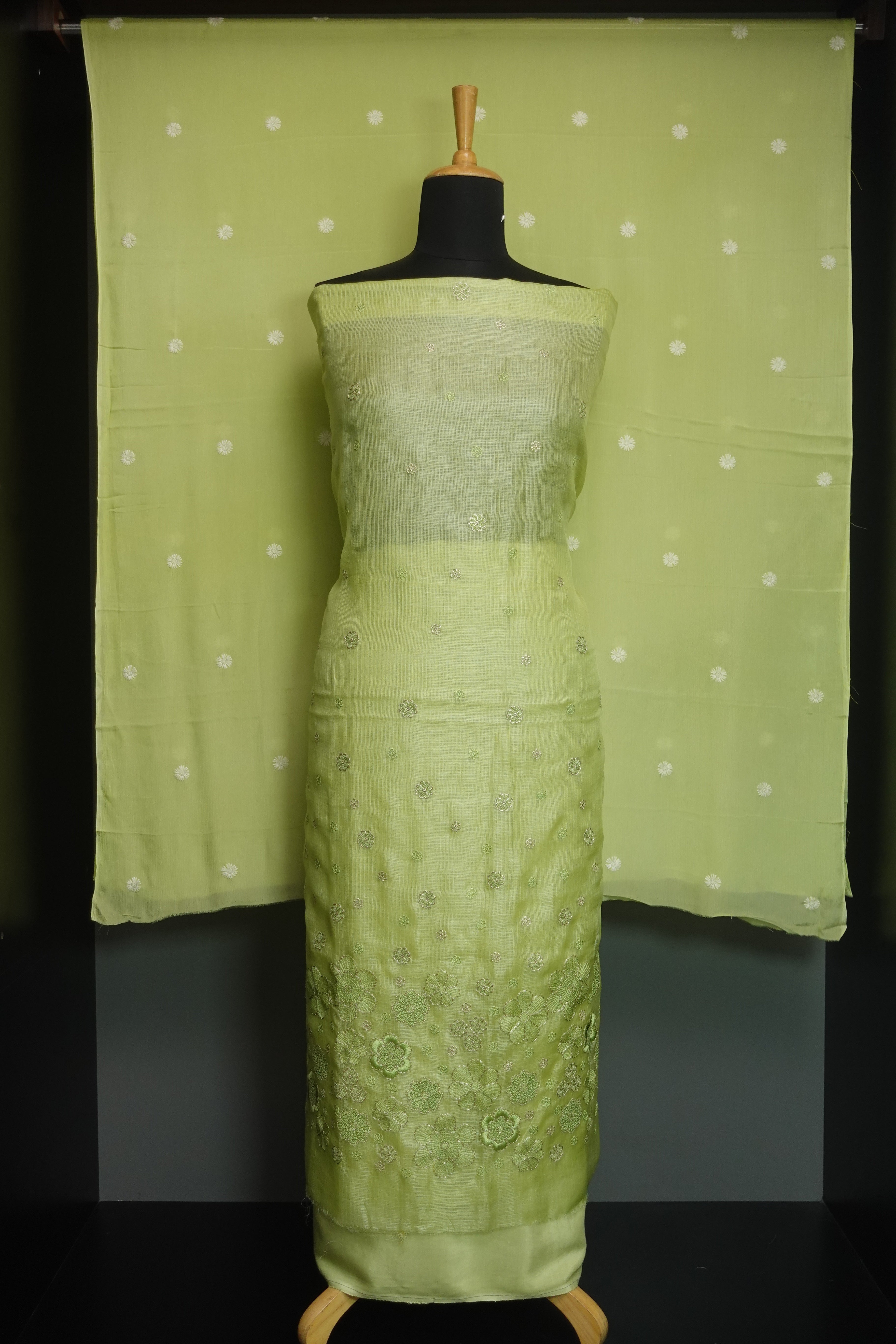 Floral Embroidered Tussar Kota Salwar Set | SBS906