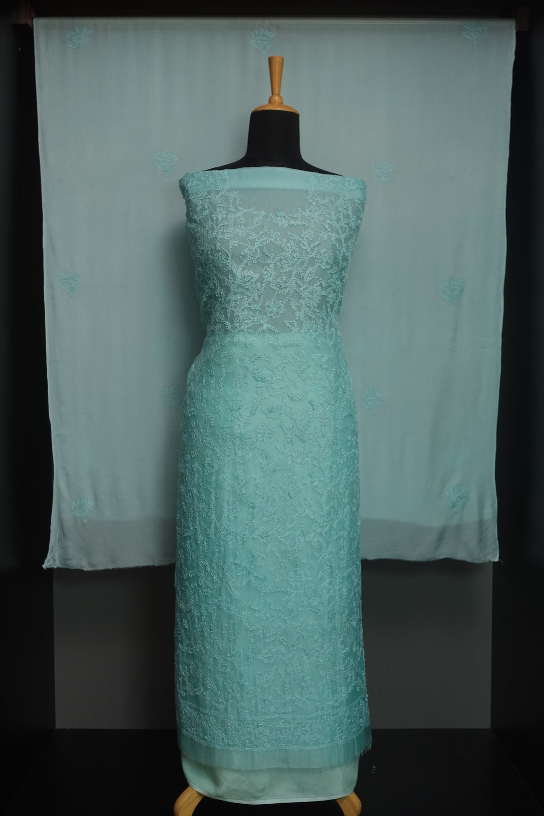 Hand Chikankari Embroidery Tussar Organza Salwar Set | SBS910