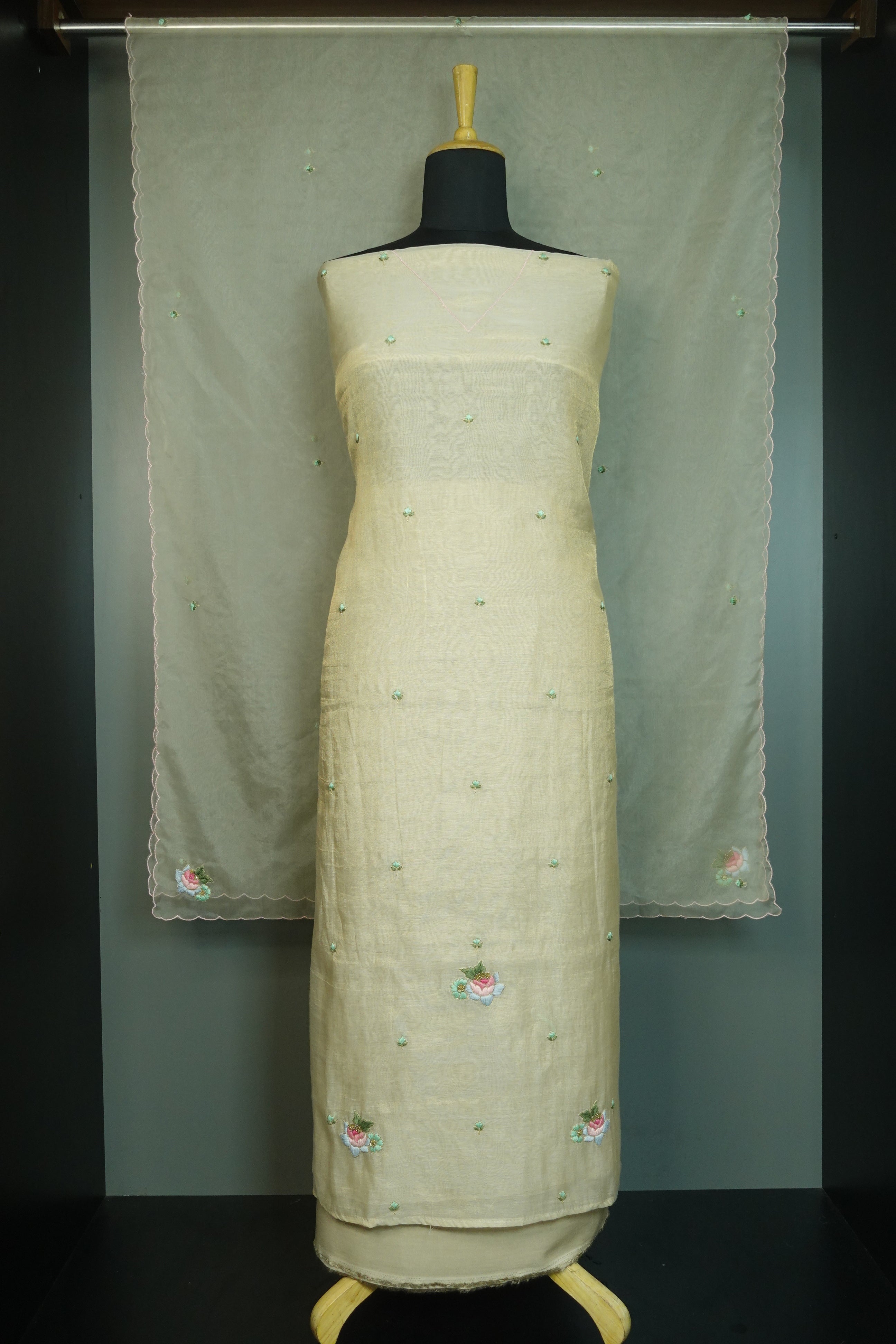 Satin Stitched Embroidery Tussar Salwar Set |NP118