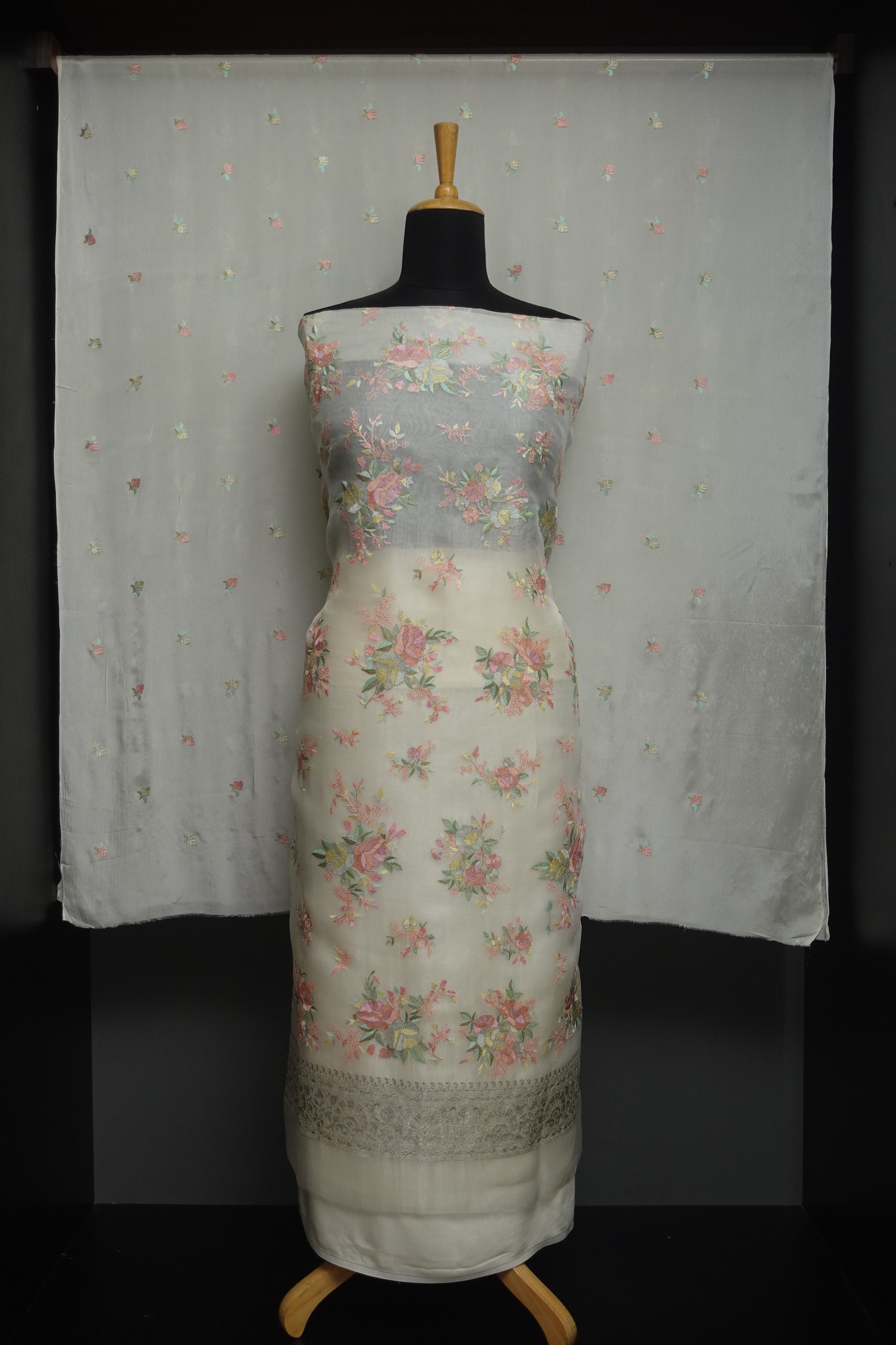 Embroidery Tussar Organza Salwar Set | SBS912