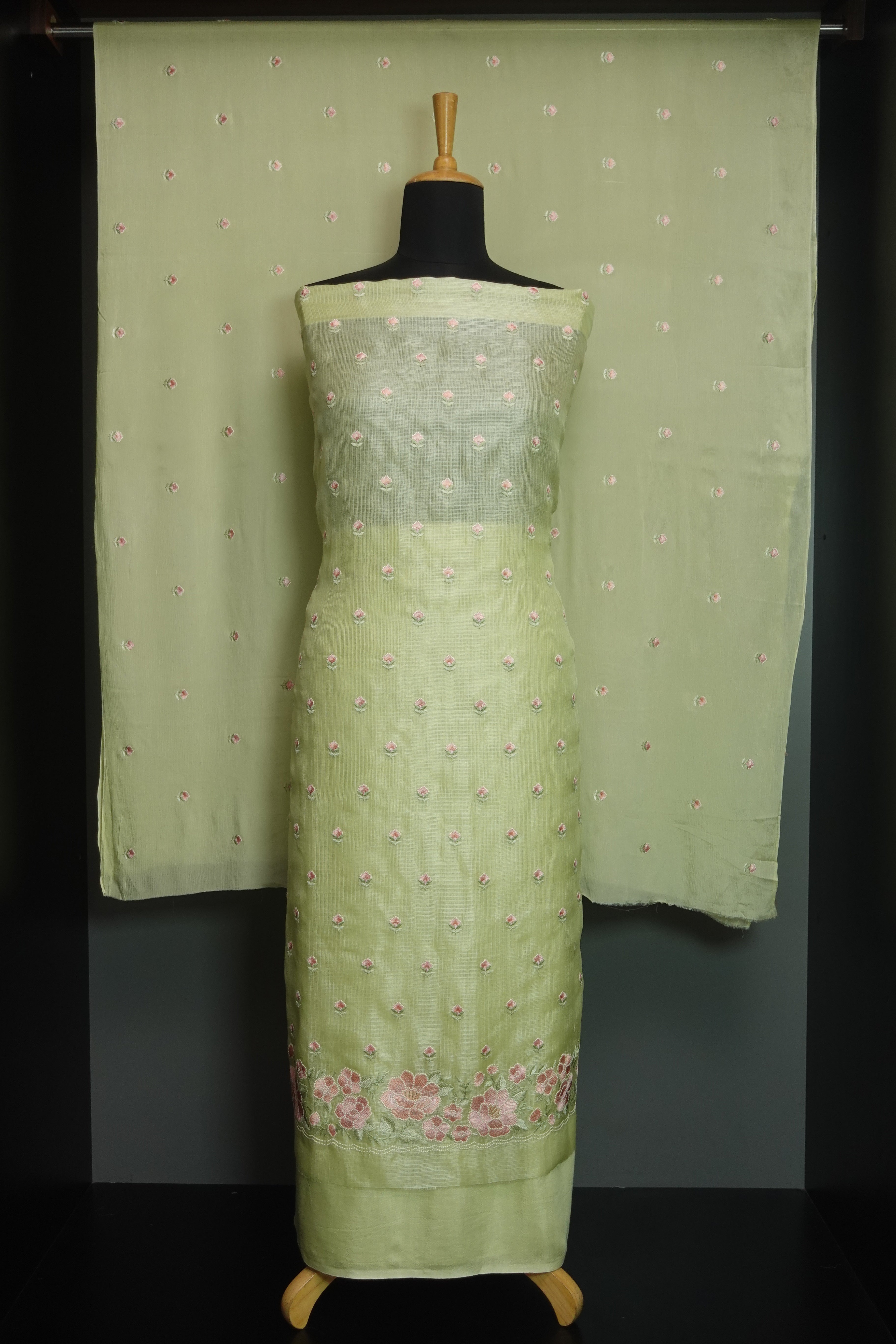 Floral Embroidery Pattern Tussar Kota Salwar Set | SBS905