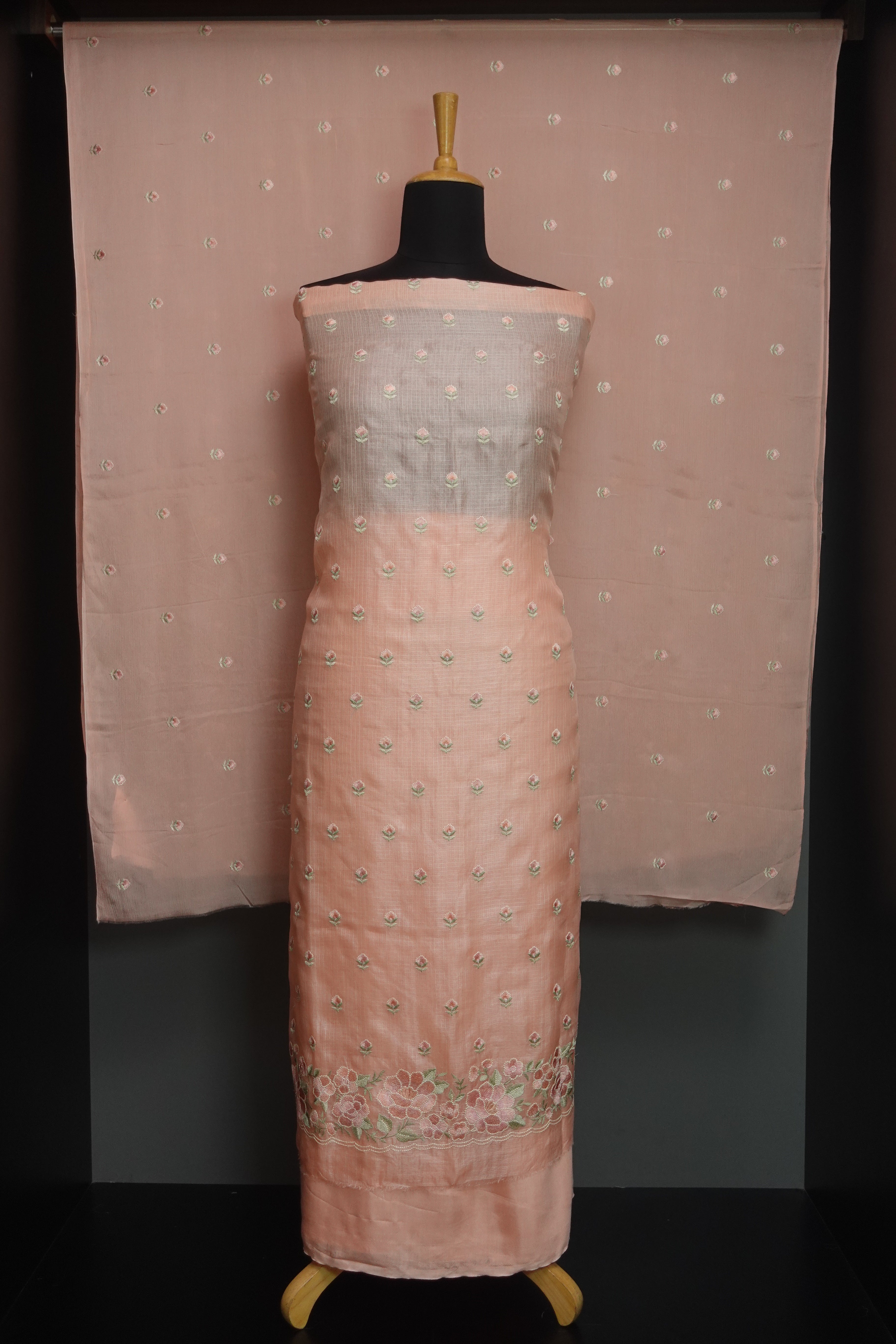 Floral Embroidery Pattern Tussar Kota Salwar Set | SBS905