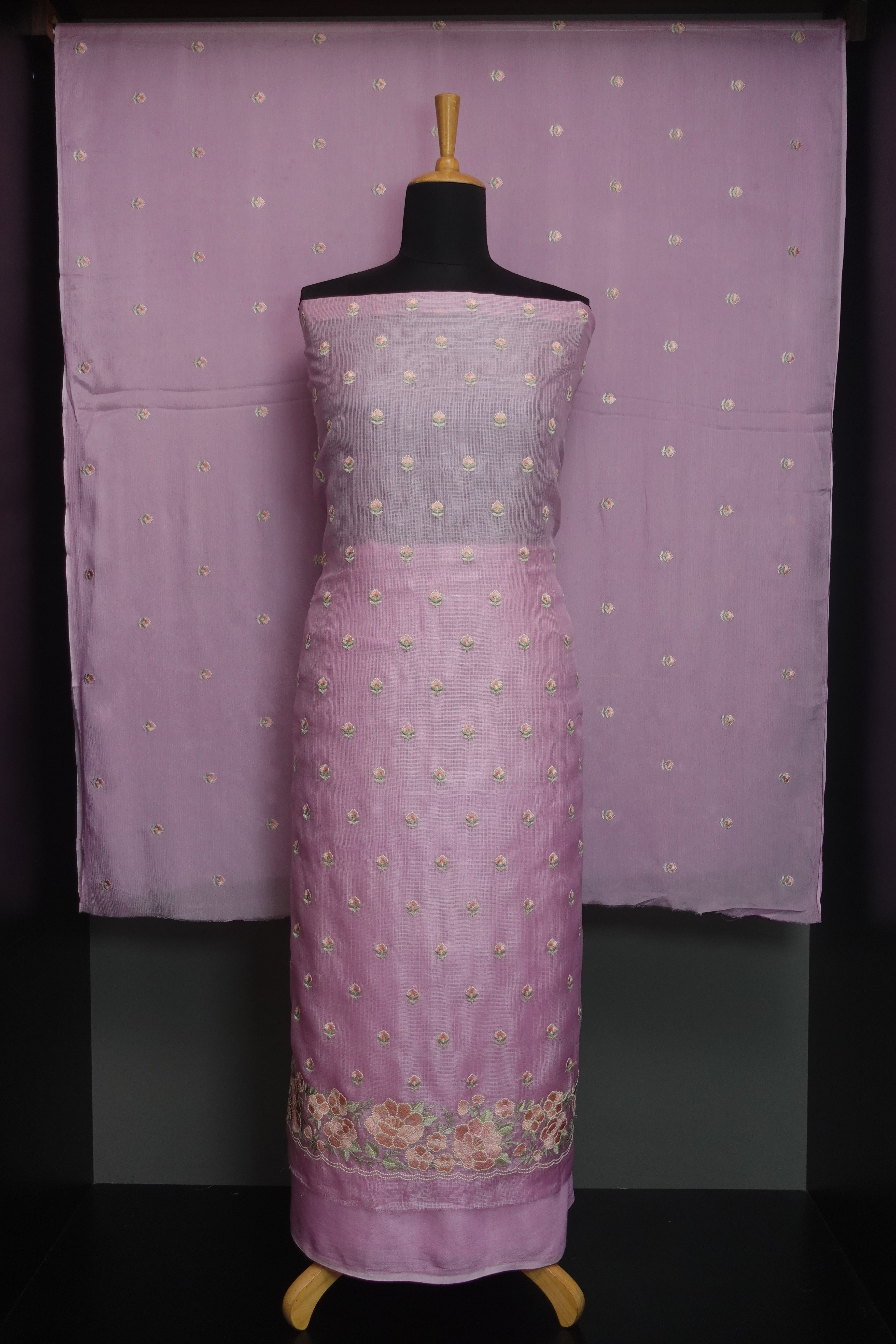 Floral Embroidery Pattern Tussar Kota Salwar Set | SBS905