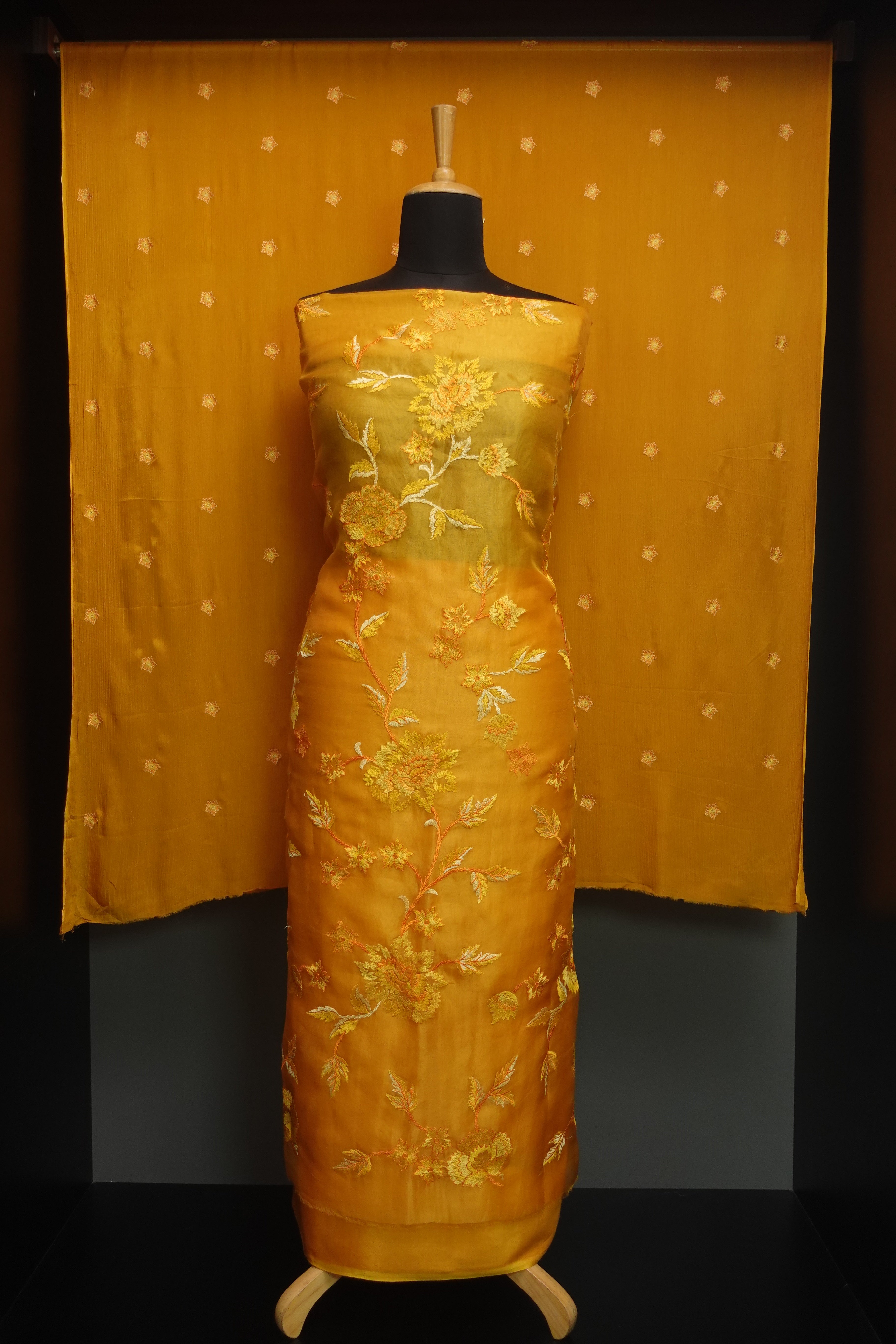 Embroidery Tussar Organza Salwar Set | SBS916