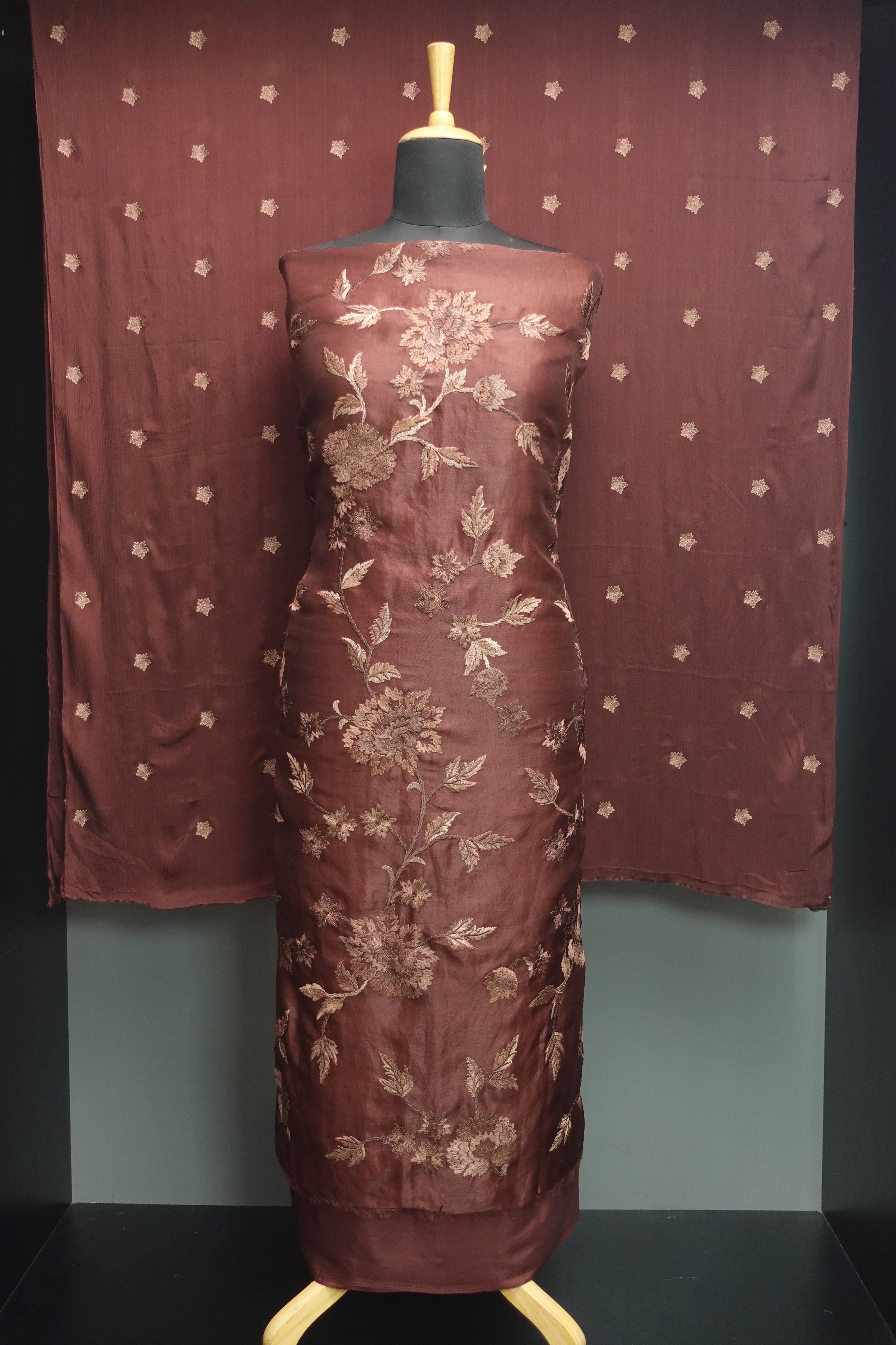 Embroidery Tussar Organza Salwar Set | SBS916