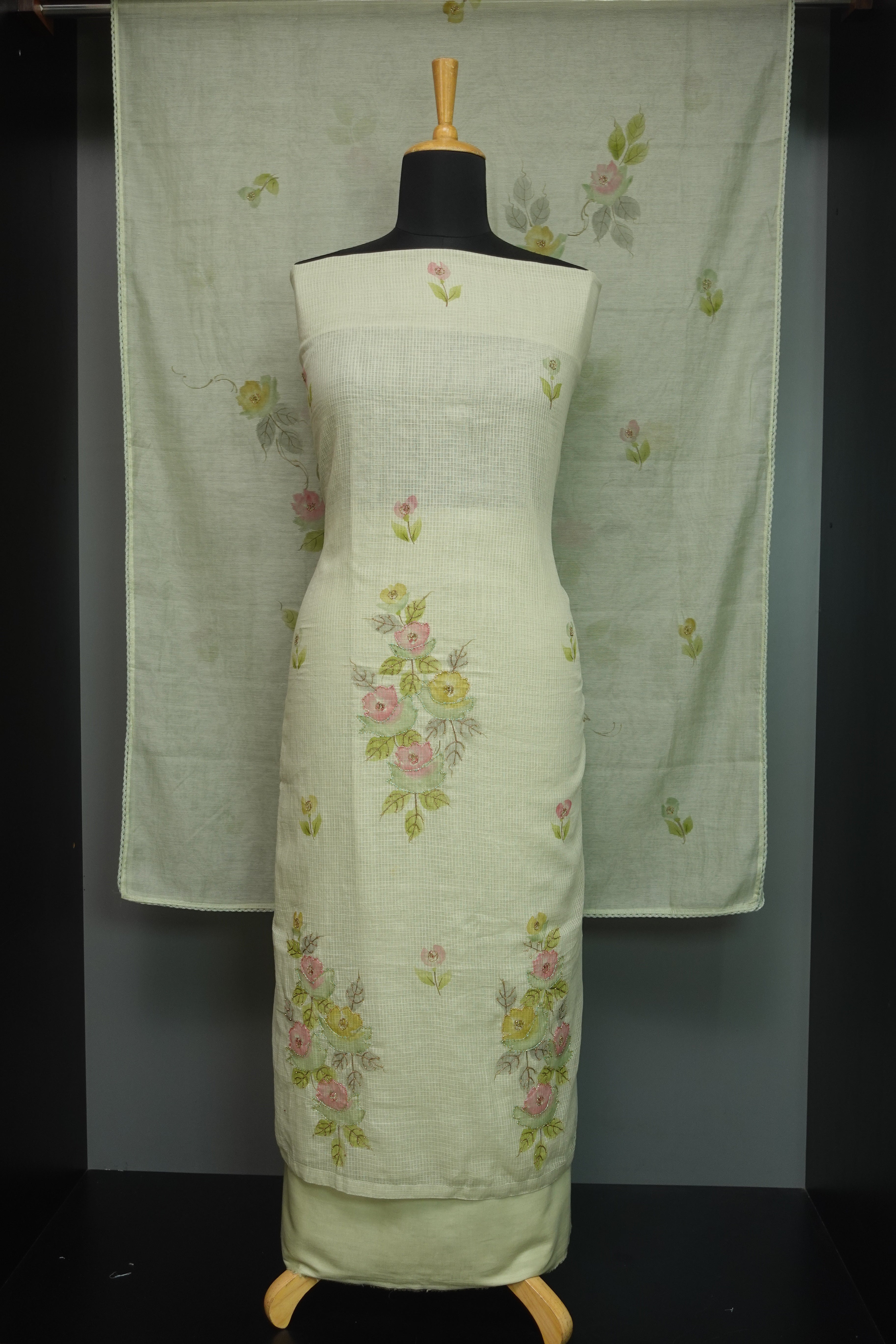 Floral Painted Cotton Salwar Set | KTF150 – Aham Designer Boutique