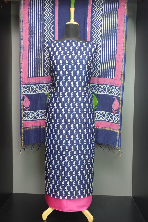 Block Printed Chanderi Salwar Set | JKL361