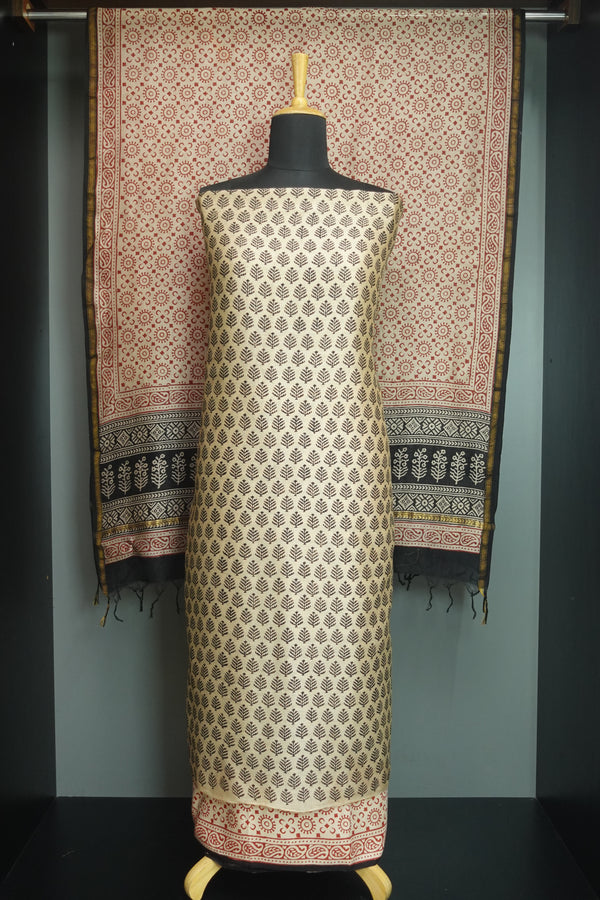 Hand Block Printed Chanderi Salwar Set | JKL367
