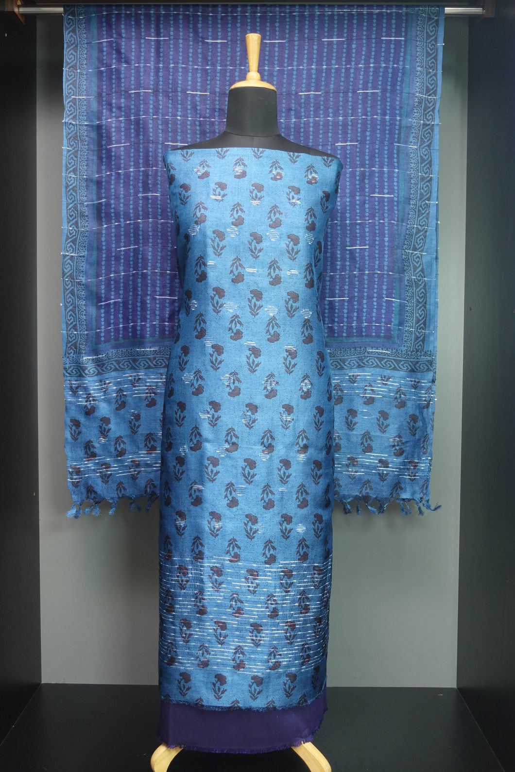 Block Printed Tussar Salwar Set | ACT1209