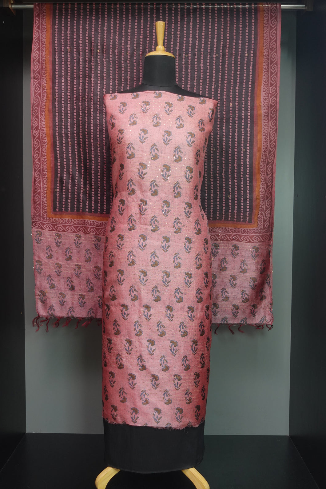 Block Printed Tussar Salwar Set | ACT1211