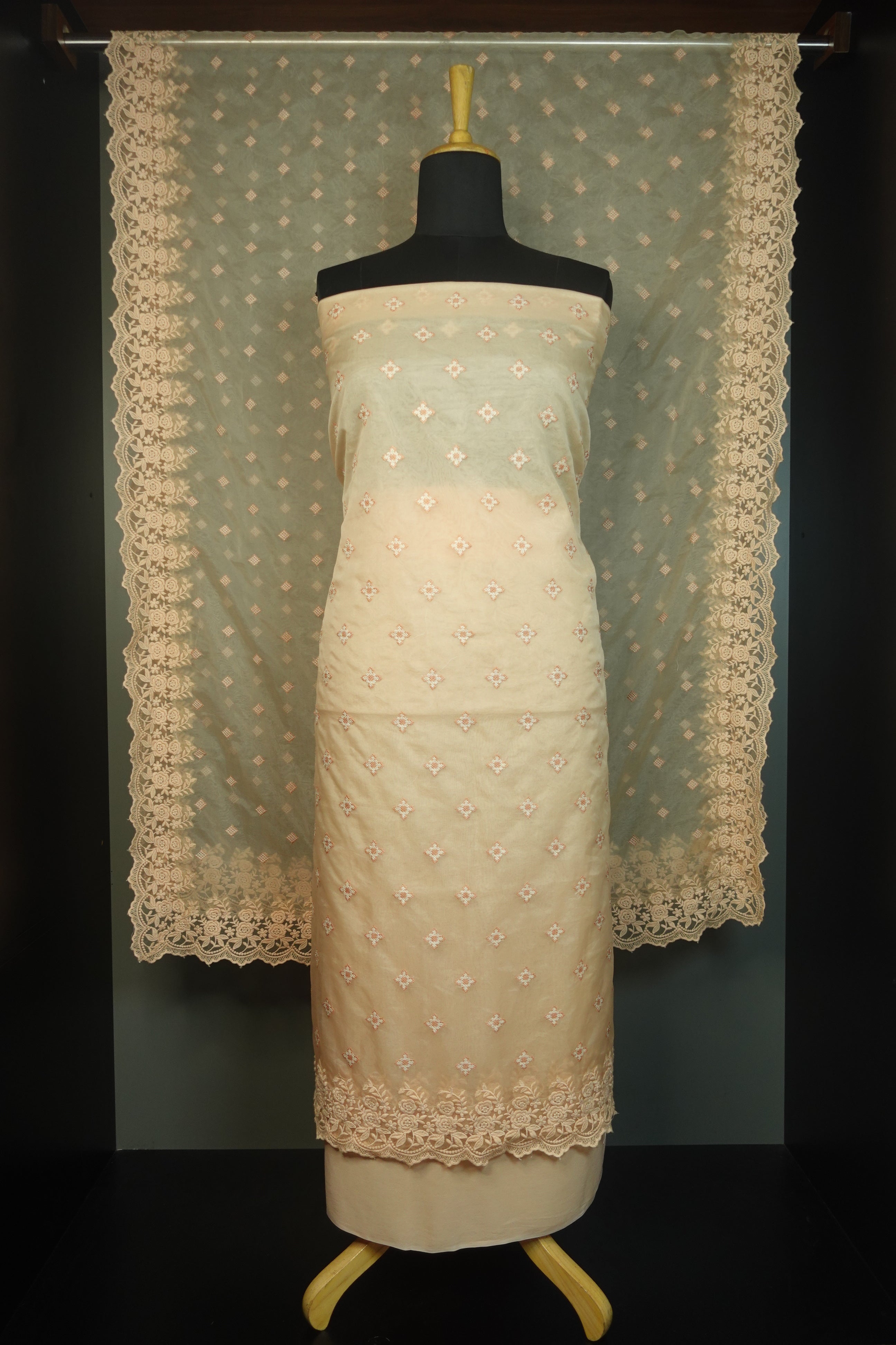 Computerized Chikankari Silk Organza Salwar Set | NP132