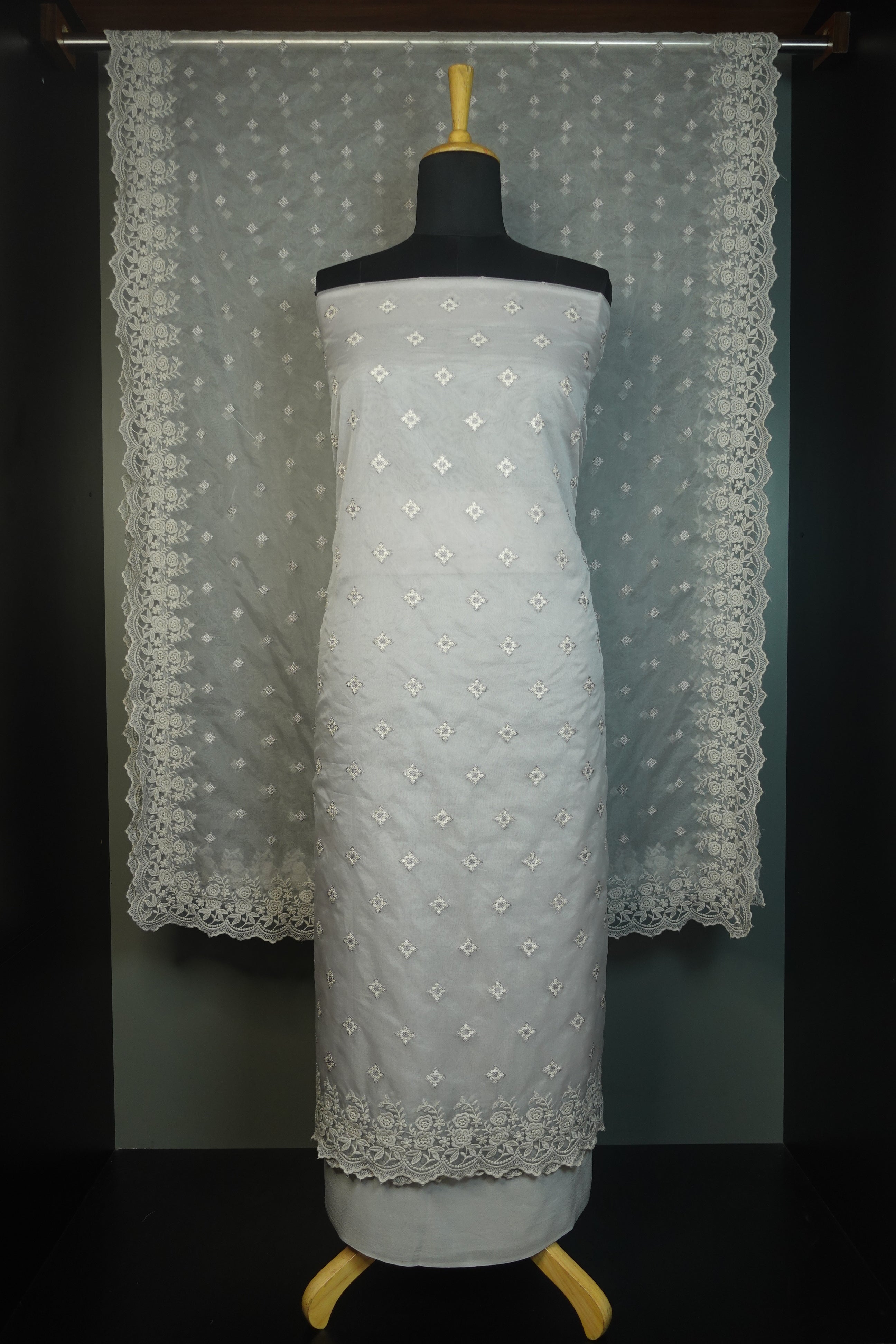 Computerized Chikankari Silk Organza Salwar Set | NP132