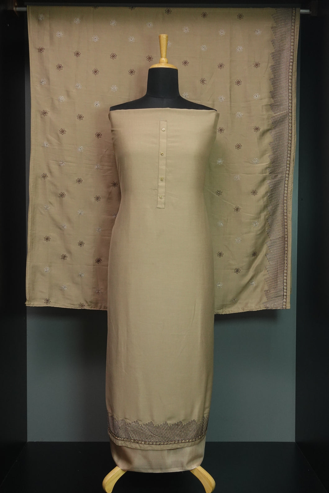 Floral Machine Embroidery Semi Silk Salwar Set | AHR369