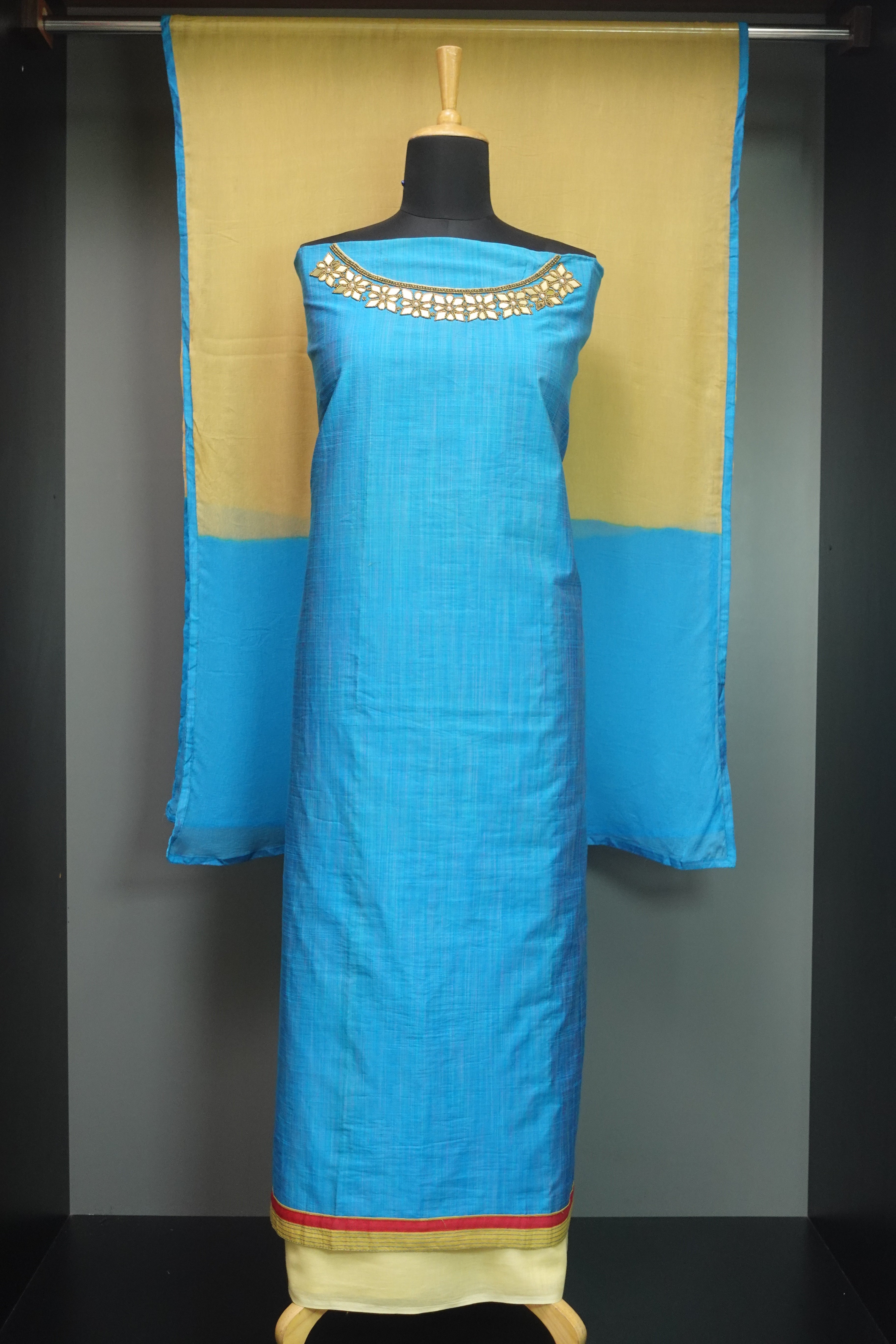 Hand Work Pattern Slub Silk Salwar Set | AHR303 – Aham Designer Boutique