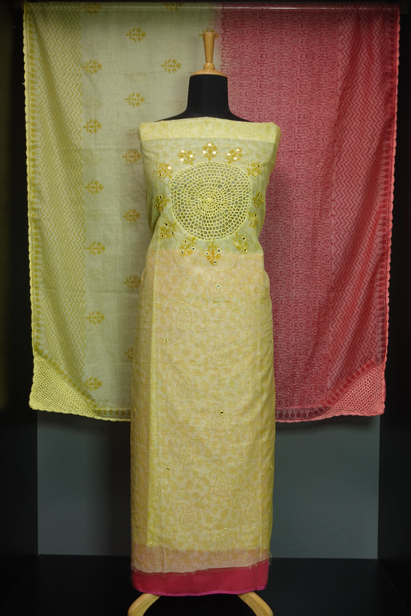 Hand Block Printed Supernet Kota Salwar Set | PFS359