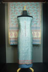 Yoke Hand Work Embroidery Semi Tussar Salwar Set | AMB192
