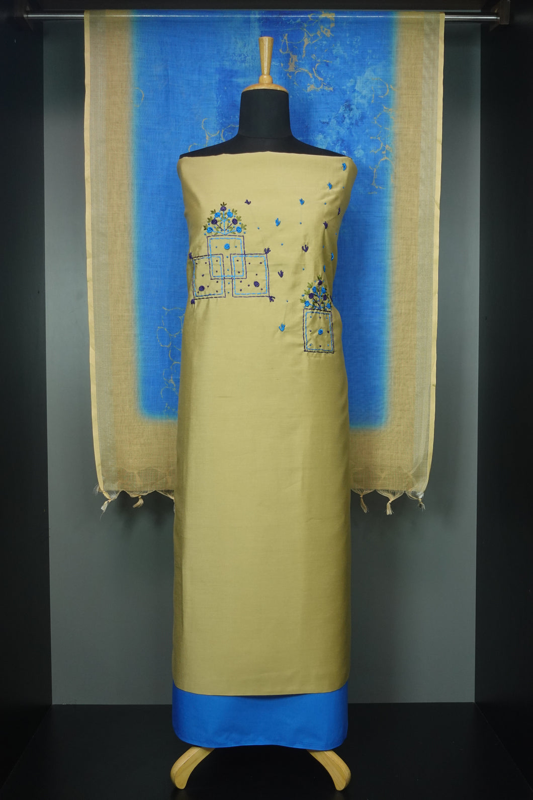 Hand Embroidered Semi Silk Salwar Set | MS532