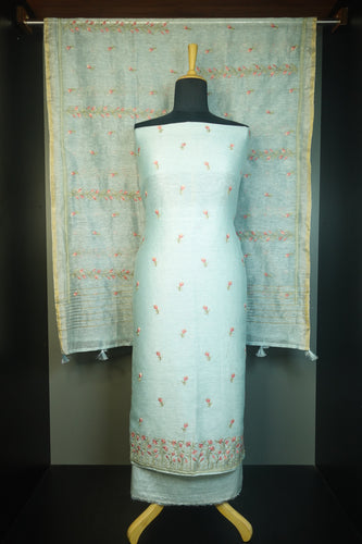 Floral Computerized Embroidery Silk Linen Salwar Set | JCL810
