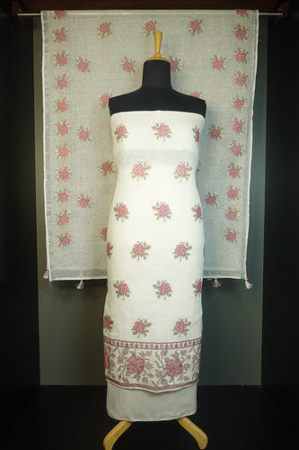 Cross Stitch Embroidery Pure Linen Salwar Set | JCL817
