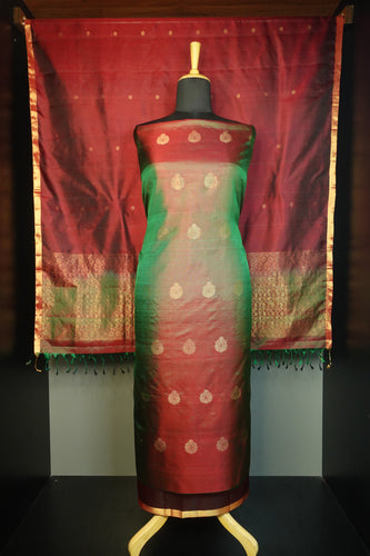 Golden Zari Weaved Soft Silk Kanchipuram Salwar Set | SST113