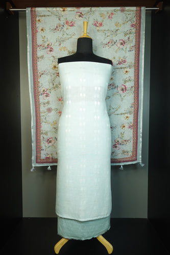 Silver Color Weaving Buta Design Linen Salwar Set | JCL818