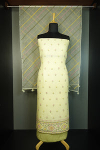 Multicolor Cross Stitch Embroidery Linen Salwar Set | JCL822