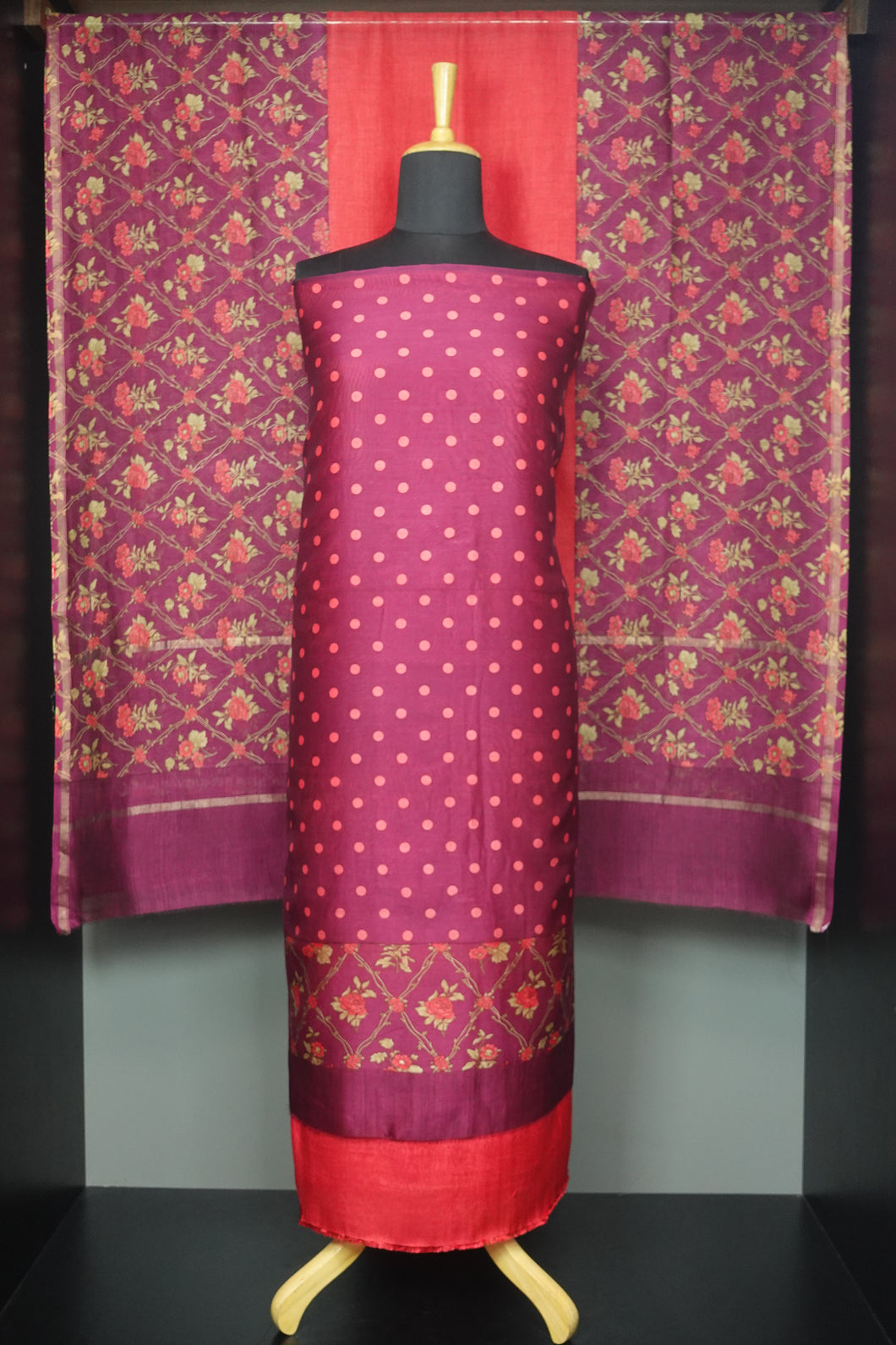 Polka Dots Design Chanderi Salwar Set | LV231