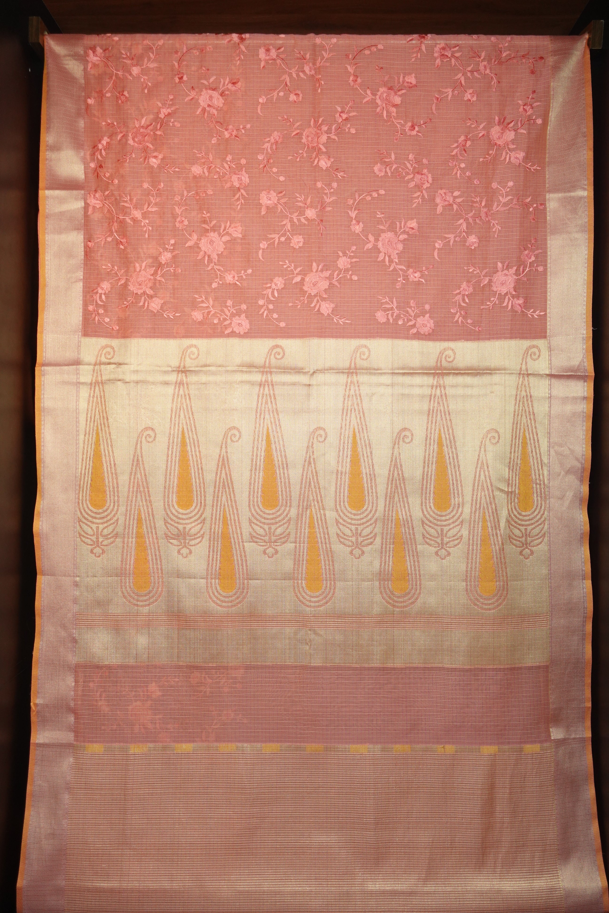 Computerized Floral Embroidery Supernet Kota Saree | RR176