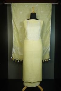 Yoke Embroidery Design Linen Salwar Set | NHH154