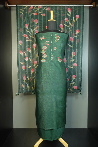 Yoke Embroidery Design Silk Chanderi Salwar Set | AMB201