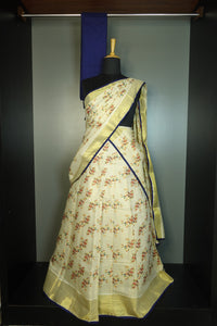 Multicolor Digital Printed  Kerala Cotton Dhavani Set Unstitched | KL317