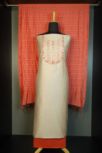 Handwork Embroidery Semi Tussar Salwar Set | SW1430