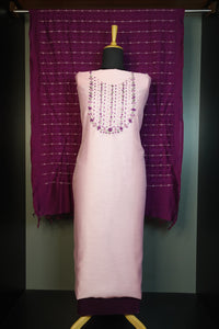 Handwork Embroidery Semi Tussar Salwar Set | SW1429