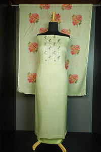 Yoke Embroidery Design Silky Kota Salwar Set | MS716