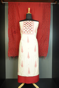 Leaf Pattern Block Print Design Chanderi Salwar Set | RAC111
