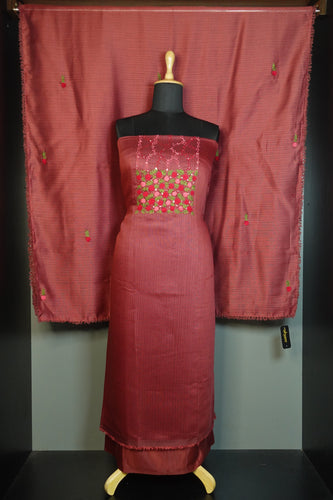 Yoke Embroidery Design Semi Geecha Tussar Salwar Set | YH180