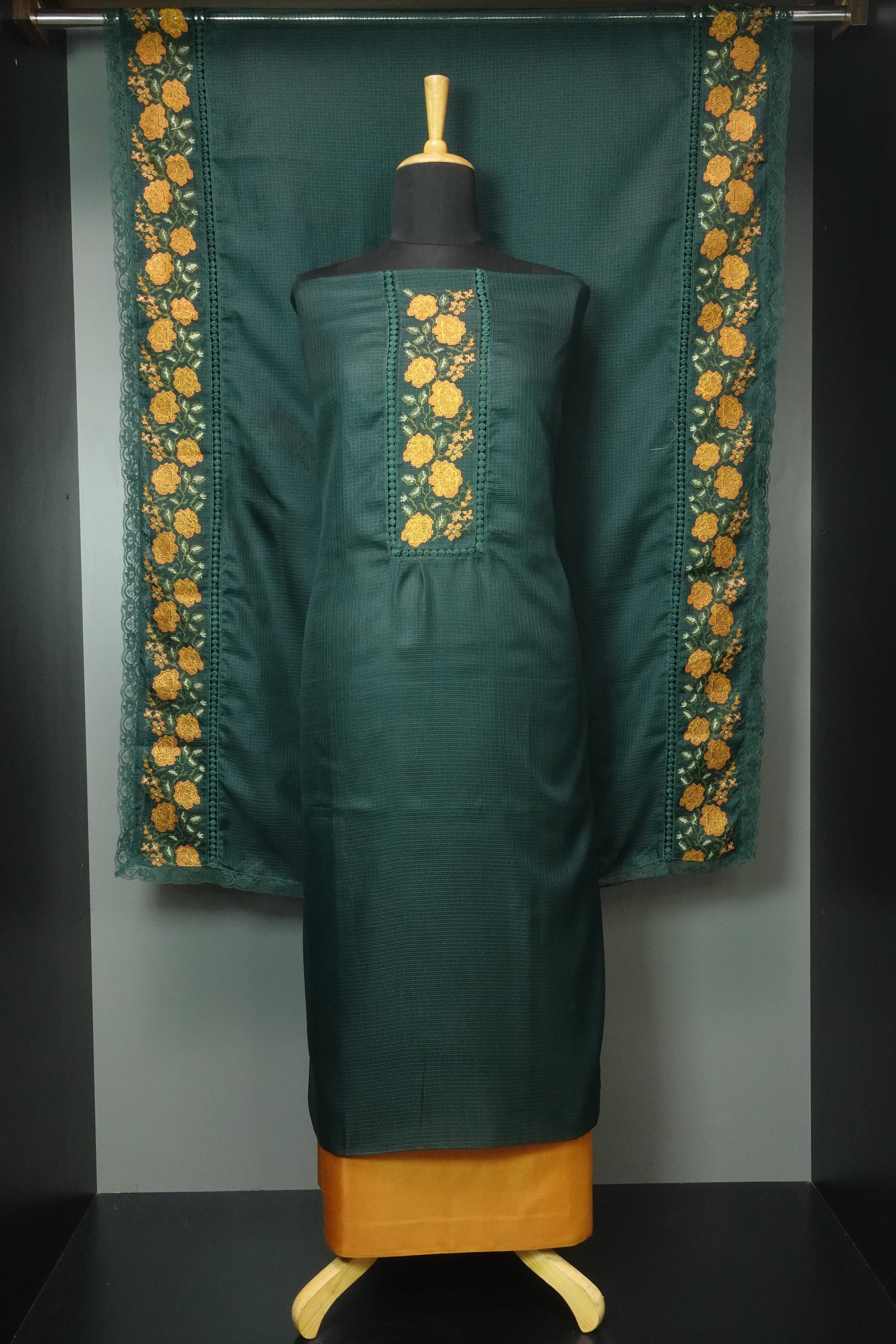 Silky Kota Salwar Set With Cross Stitch Embroidery Detailing | SW1775