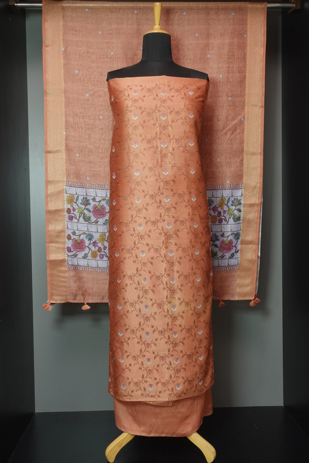 Floral Jaal Patterned Chanderi Salwar Set | JCL866