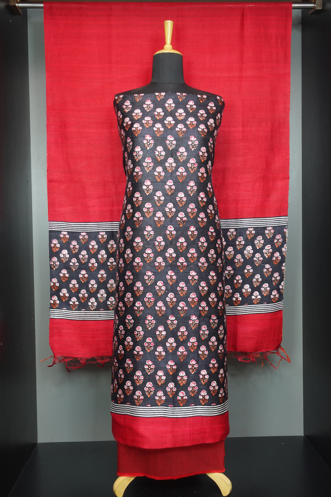 Block Printed Tussar Salwar Set | SIK174