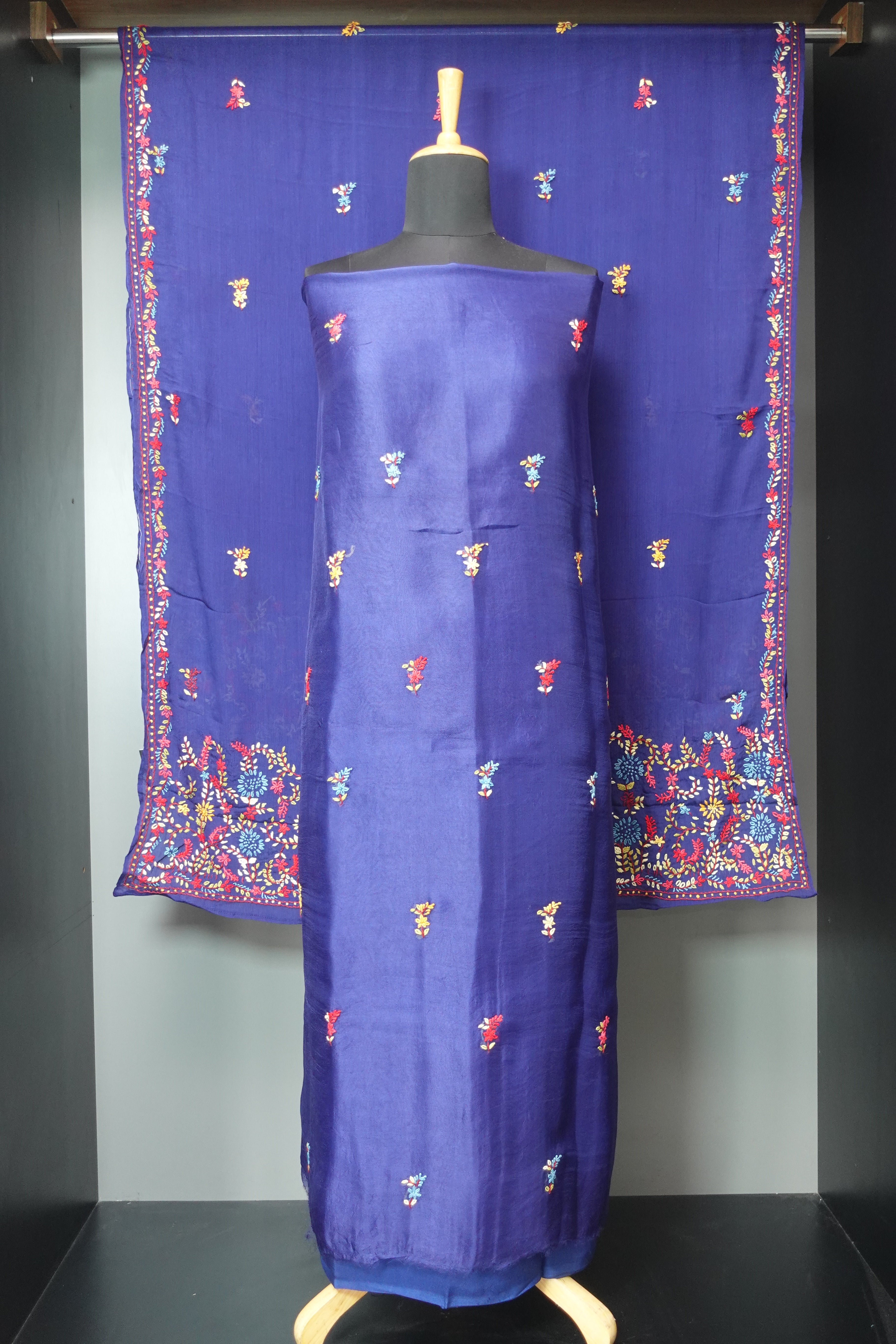 Multi Color Hand Embroidery Silk Organza Salwar Set | SBS1173